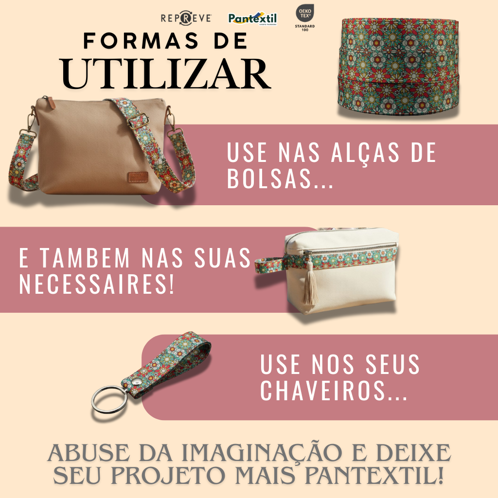 ALÇA ACETINADA SUBLIMADA ESTAMPADA MARGARIDA - Imagem 3
