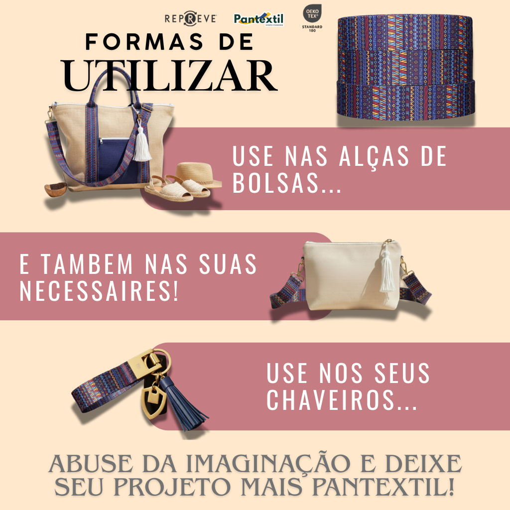 ALÇA ACETINADA SUBLIMADA ESTAMPADA TRIBAL AKA - Imagen 3