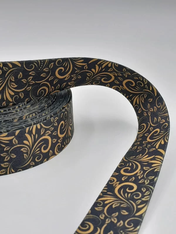 ALÇA ESTAMPADA FLORAL DOURADO