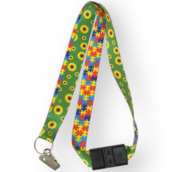 Cordão de Crachá para Identificação Autista TEA Girassol