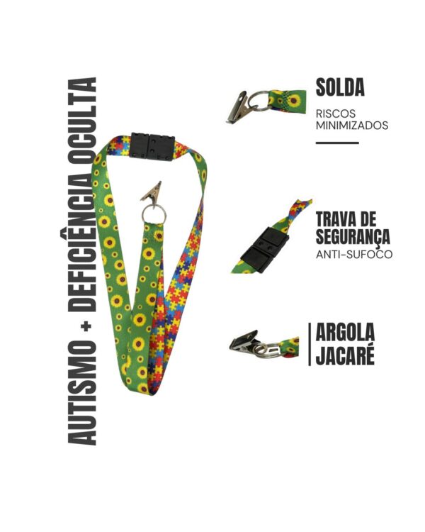 Cordão de Crachá para Identificação Autista TEA Girassol - Imagen 3